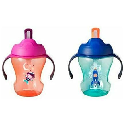 Tommee Tippee Easy Drink Straw Cup, 230 Ml Blue/Pink Age-6 Months & Above