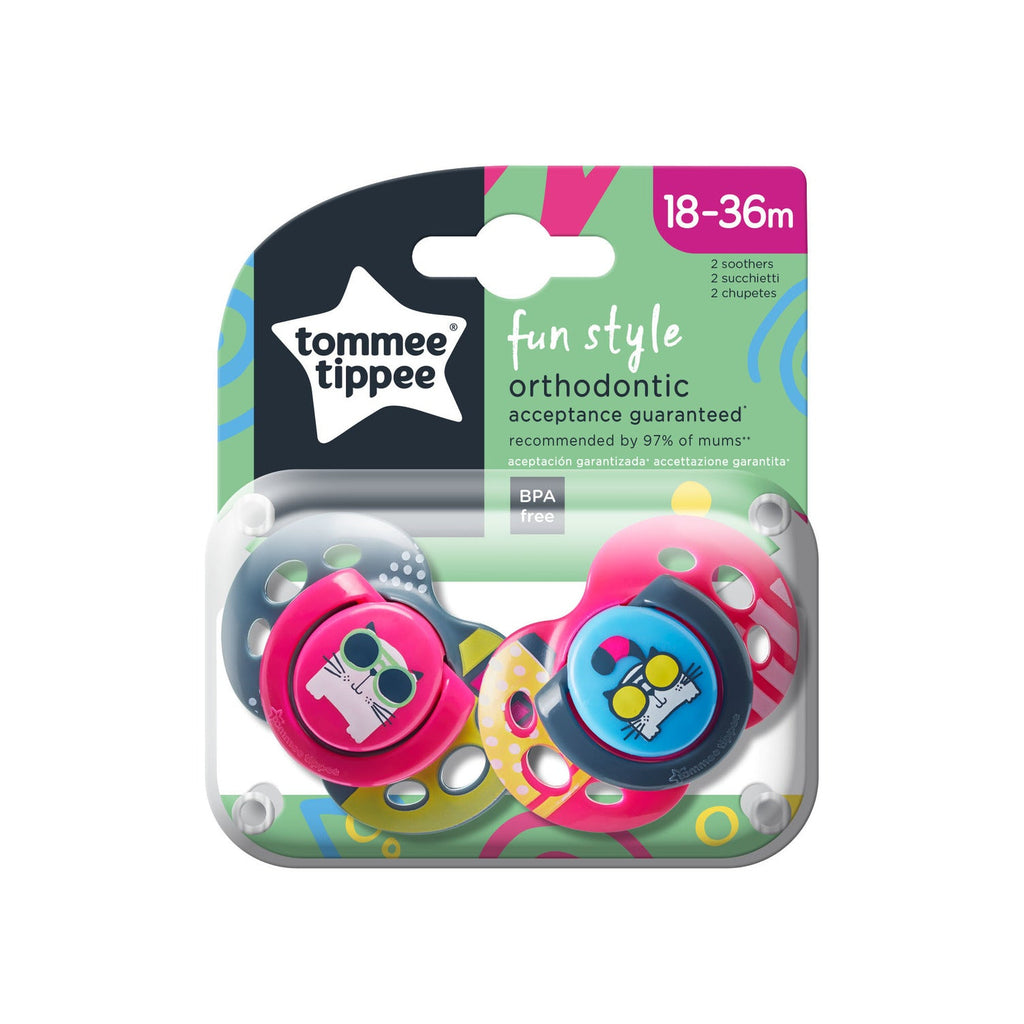 Tommee Tippee Fun Style Soother, Pack Of 2 Girls Multicolour Age 18 Months to 36 Months