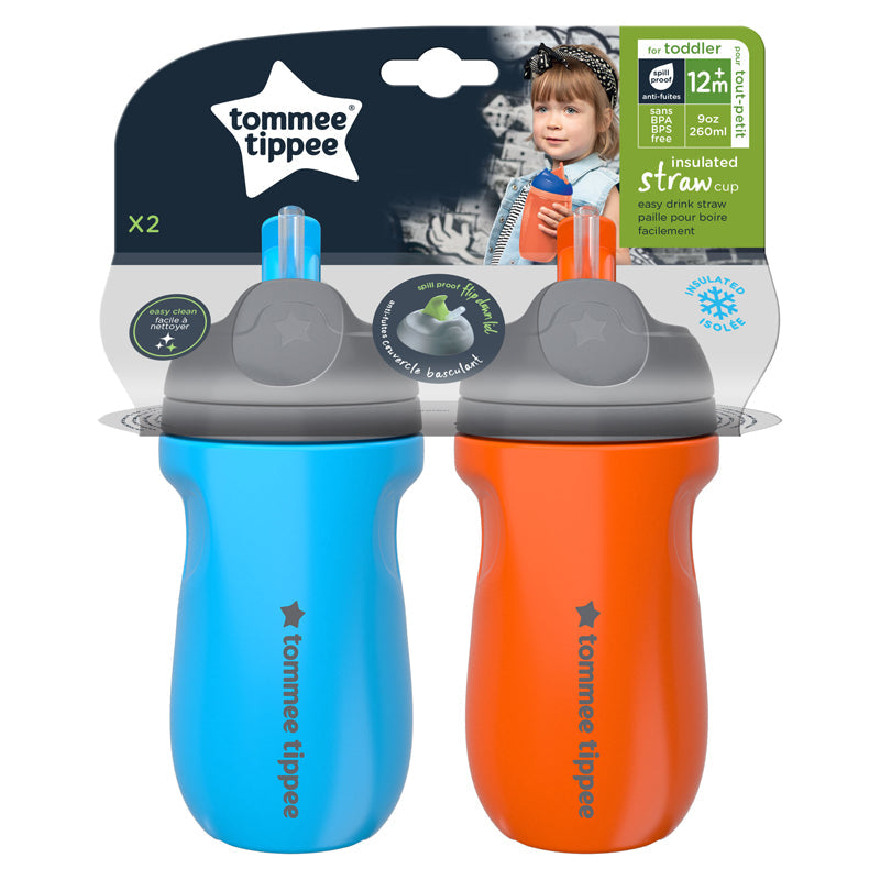 Tommee Tippee Insulated Sportee Sipper/Water Bottle with Handle Pack of 2 Blue Orange Age- 12 Months & Above