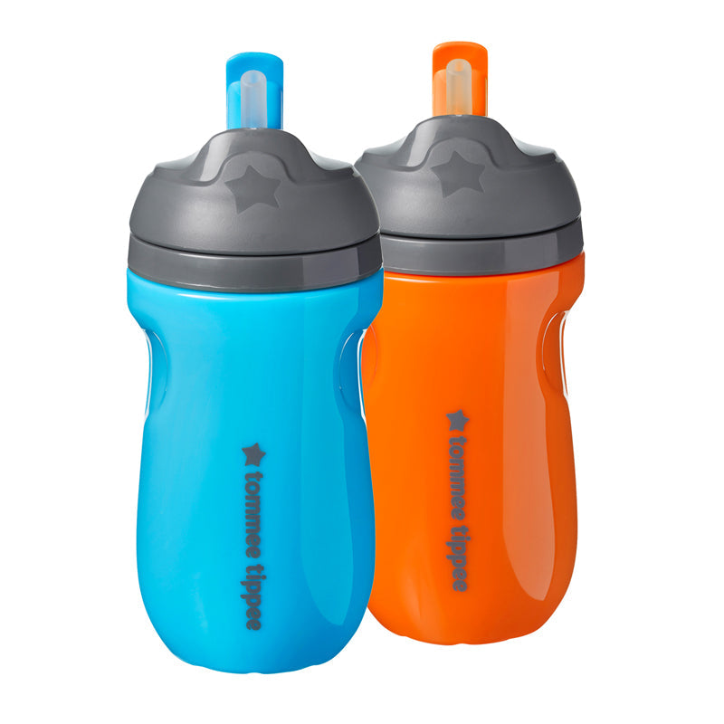 Tommee Tippee Insulated Sportee Sipper/Water Bottle with Handle Pack of 2 Blue Orange Age- 12 Months & Above