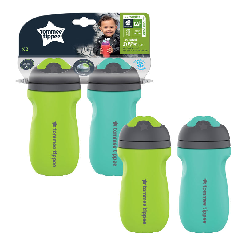 Tommee Tippee Insulated Sippee Cup with Handle Pack of 2 Green Teal Age- 12 Months & Above