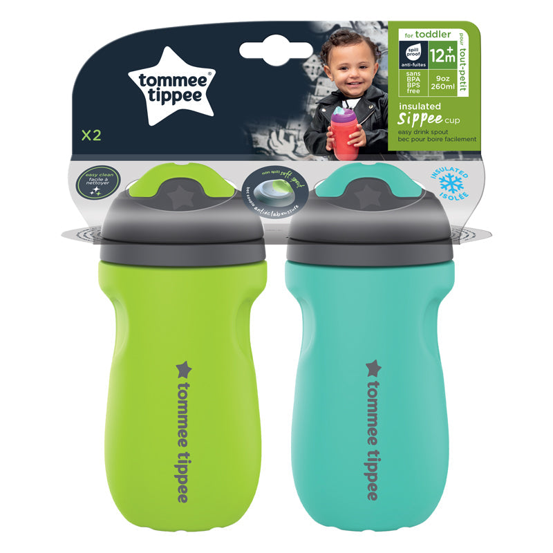 Tommee Tippee Insulated Sippee Cup with Handle Pack of 2 Green Teal Age- 12 Months & Above