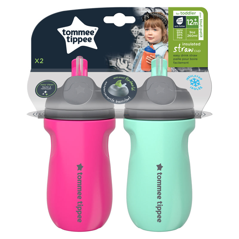 Tommee Tippee Insulated Toddler Straw Sippy Cup (9oz, 12+ Months