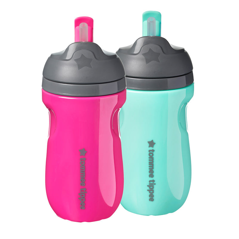 Tommee Tippee Insulated Sportee Sipper/Water Bottle with Handle Pack of 2 Pink Mint Age- 12 Months & Above