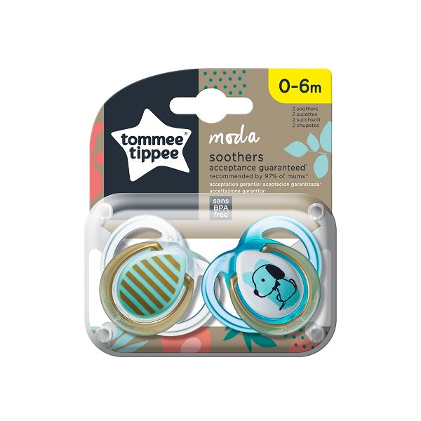 Tommee Tippee Moda Sheild Style Soothers for Boys Age- Newborn to 6 Months