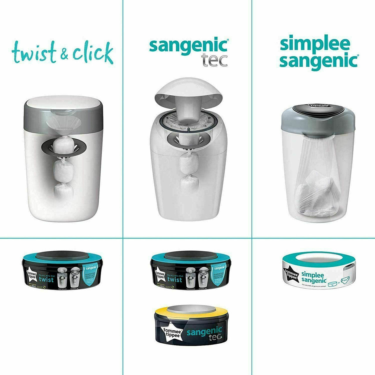 Tommee Tippee Sangenic Twist Click Advanced Nappy Disposal