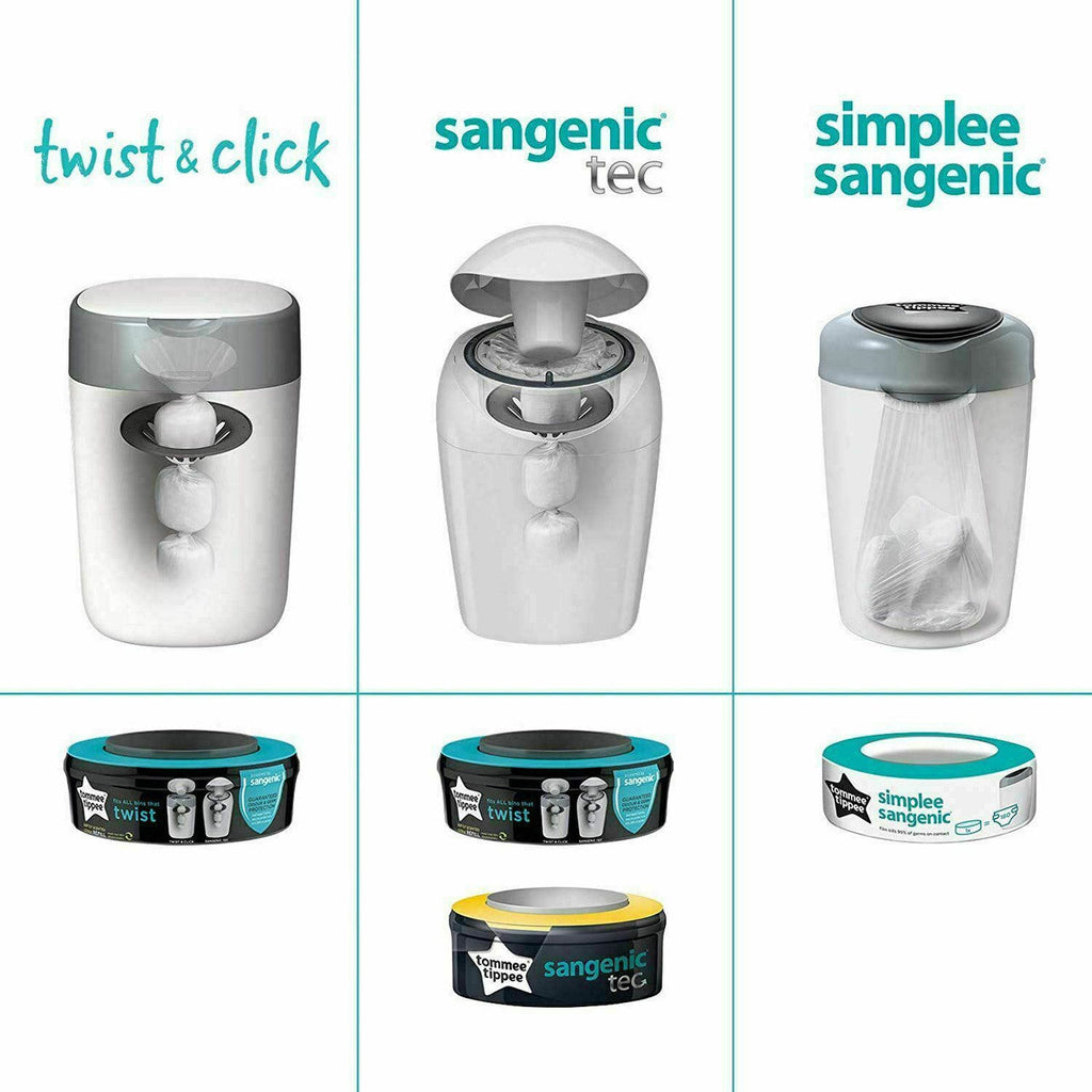 Tommee Tippee Sangenic Twist & Click Advanced Nappy Disposal Refill Cassette 3 Pack Age- Newborn & Above