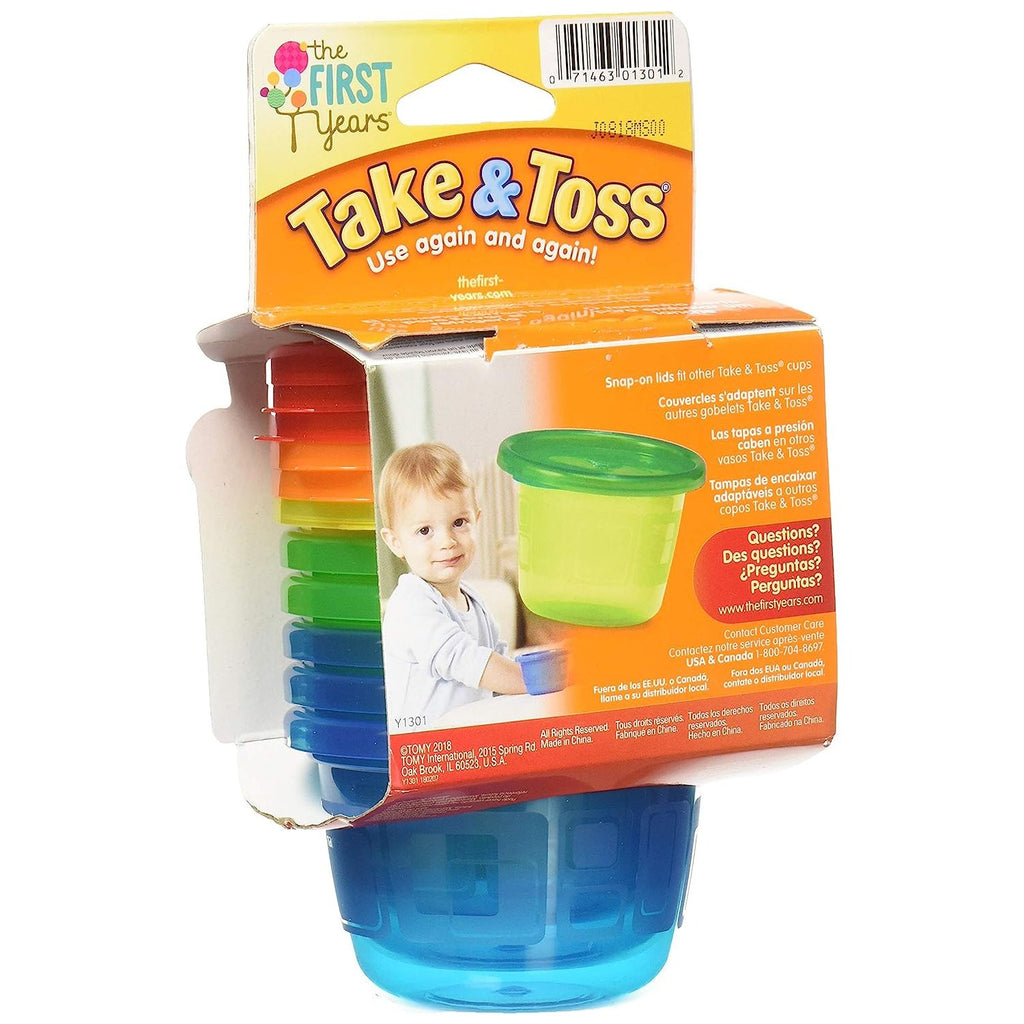 Tomy  The First Year Take & Toss 4.5 oz. Snack Cups with Lids Pack of 6 Multicoloured Age  6 Months & Above