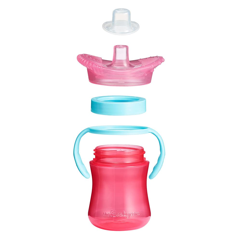 Tomy  The First Year teething Sensory Trainer Sippy Cup, 7oz Pink Age  6 Months & Above