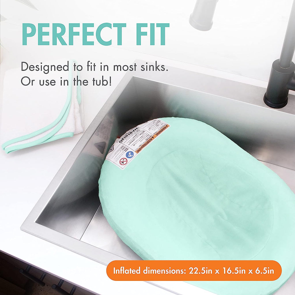 Tomy Boon Puff Inflatable Baby Bather with Quick Dry Microfleece Cover Light Blue Age- 3 Months & Above