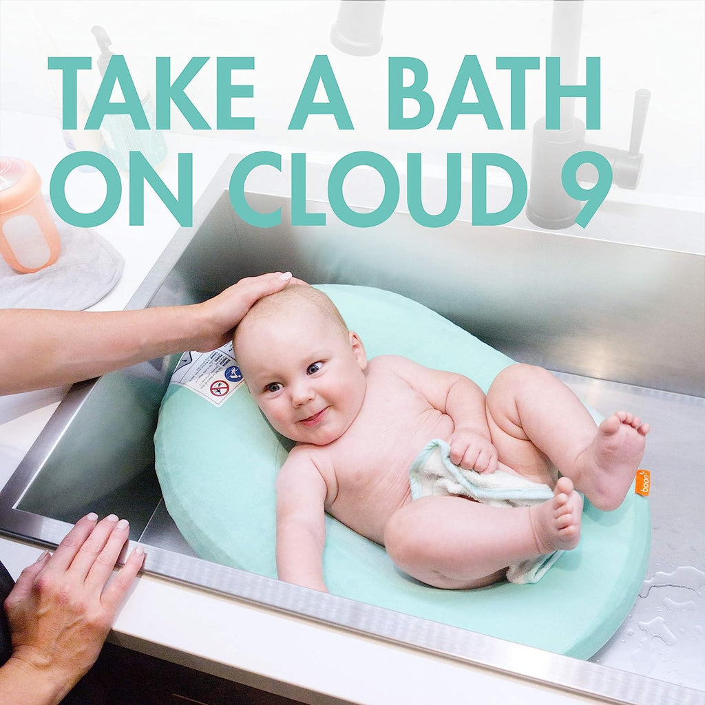 Tomy Boon Puff Inflatable Baby Bather with Quick Dry Microfleece Cover Light Blue Age- 3 Months & Above