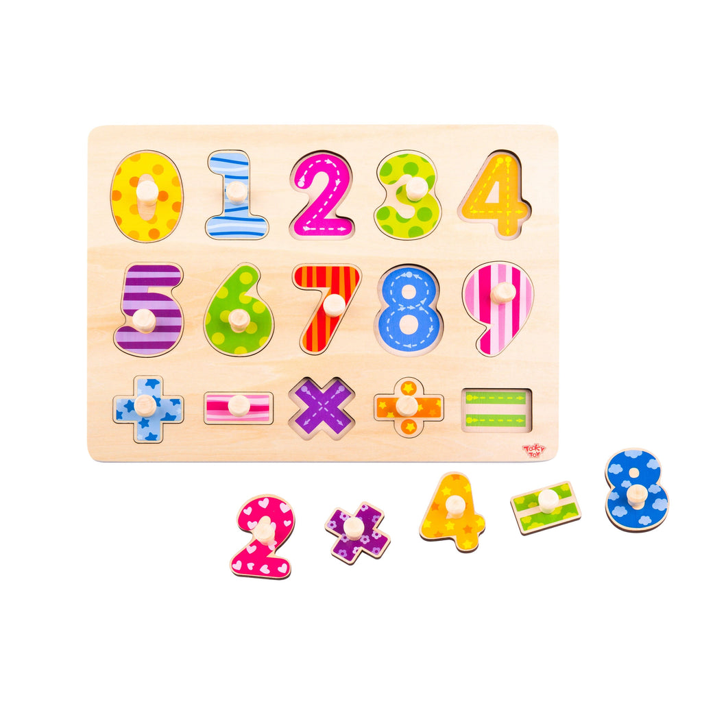 Tooky Toy 16 Piece Number Wooden Puzzle Multicolor Age: 3 Months & Above