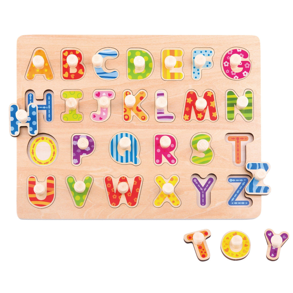 Tooky Toy 26 Piece Alphabet Wooden Puzzle Multicolor Age: 3 Months & Above