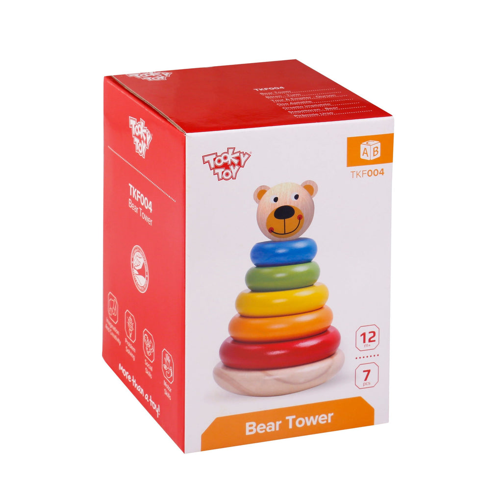 Tooky Toy Bear Stacking Wooden Tower Multicolor Age: 12 Months & Above