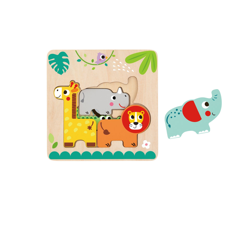 Tooky Toy Multi-layered Animal Puzzle Multicolor Age: 12 Months & Above