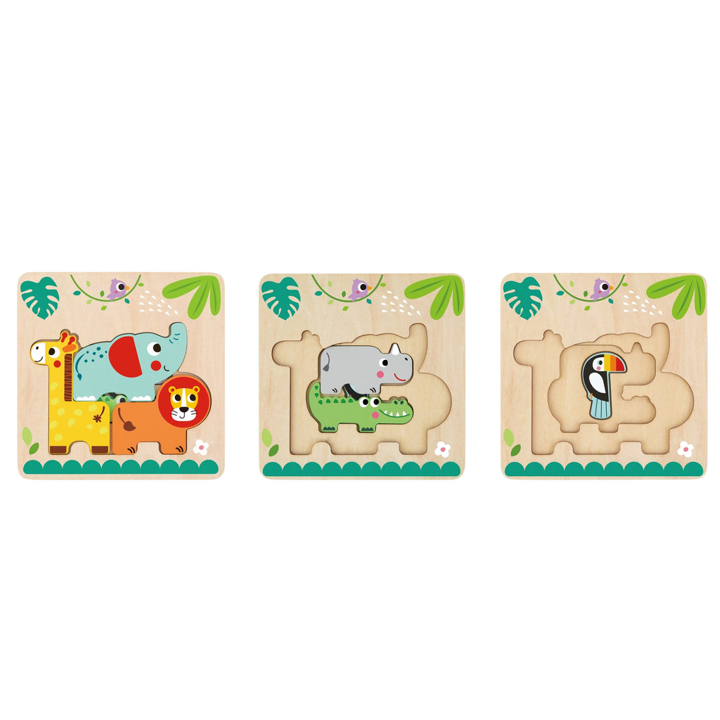 Tooky Toy Multi-layered Animal Puzzle Multicolor Age: 12 Months & Above