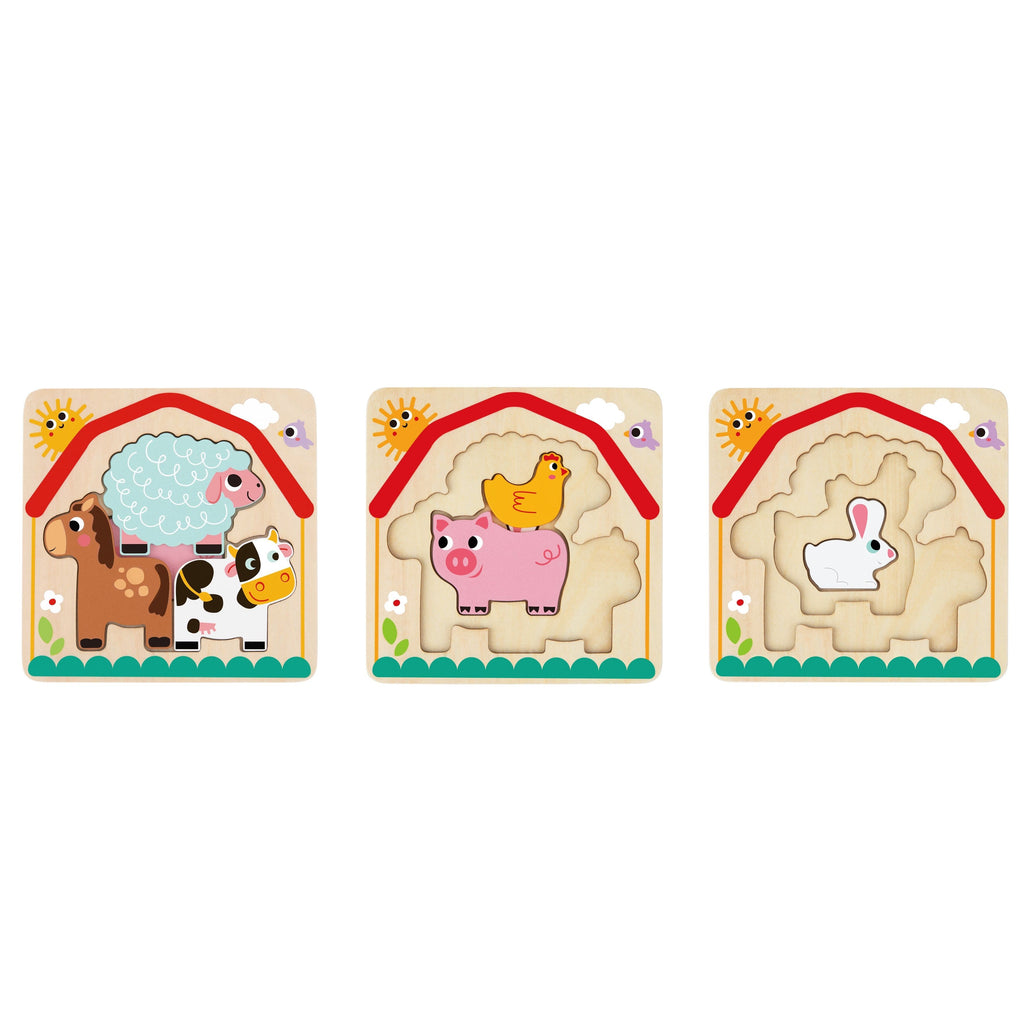 Tooky Toy Multi-layered Farm Puzzle Multicolor Age: 12 Months & Above
