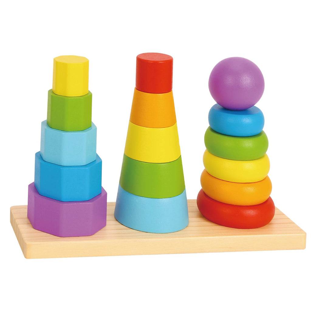Tooky Toy Shape Stacking Wooden Tower Multicolor Age: 18 Months & Above