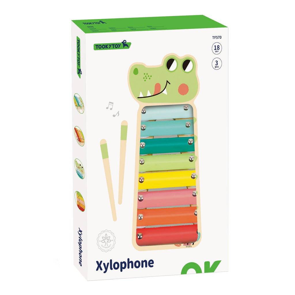 Tooky Toy Wooden Crocodile Xylophone Multicolor Age: 18 Months & Above