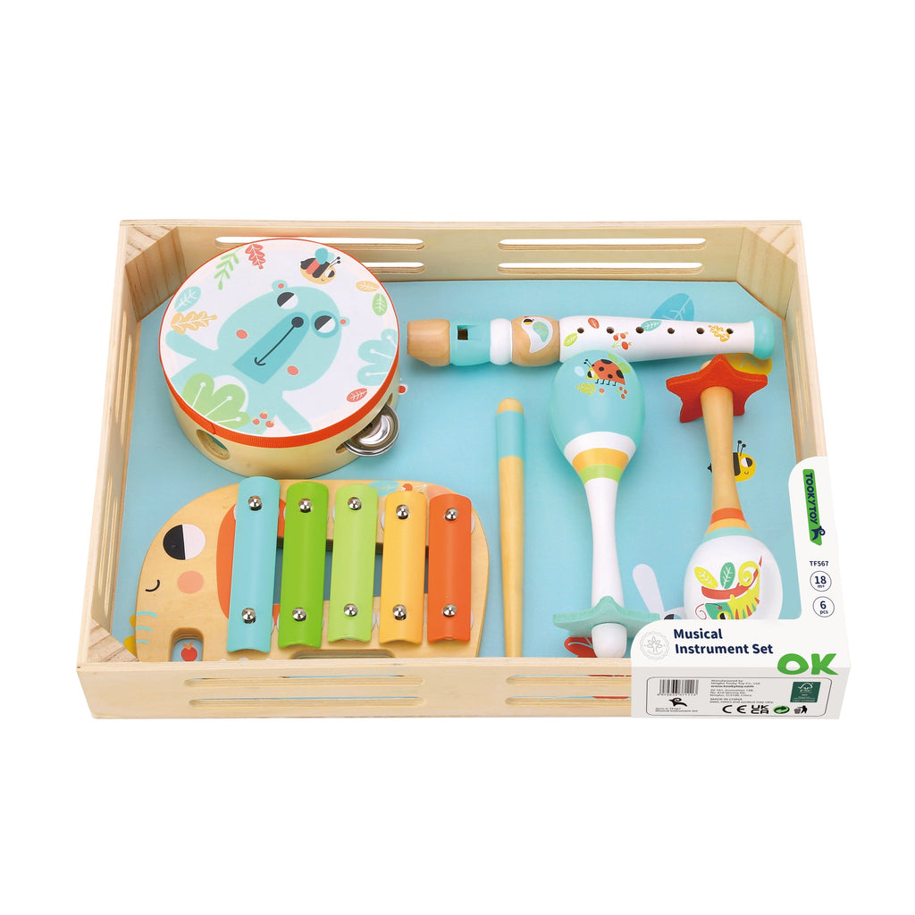Tooky Toy Wooden Musical Instrument Set Multicolor Age: 18 Months & Above