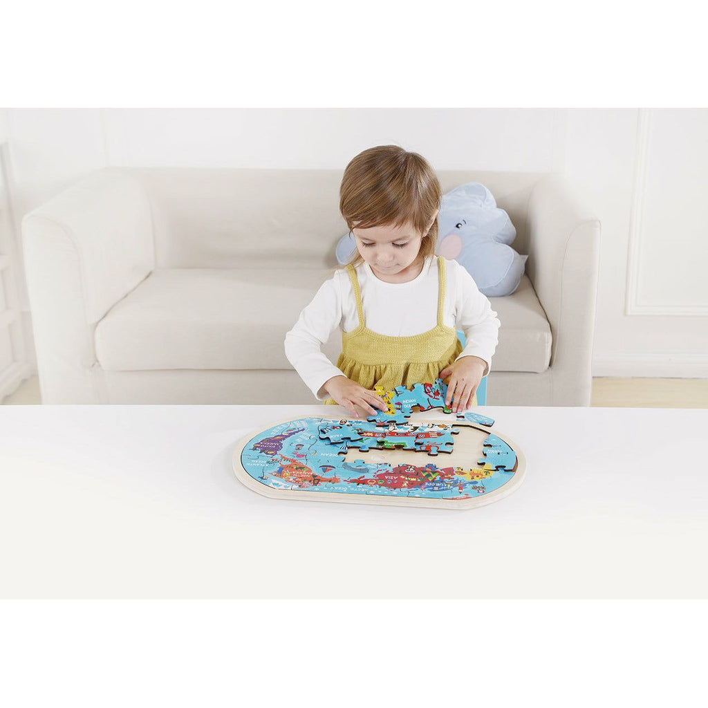 Tooky Toy World Map Five Continents Jigsaw Wooden Puzzle Age-5 Years & Above