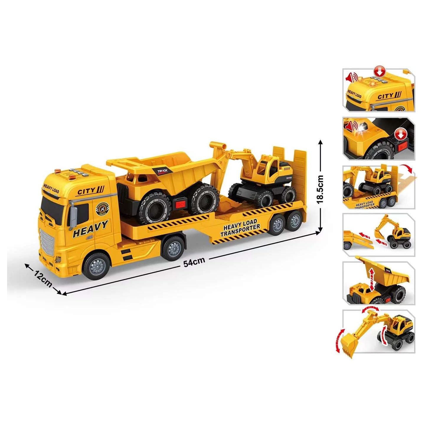 Toy Star 1:12 Scale City Engineering Big Truck + 2 Small Utility Truck Playset with Light & Sound Yellow Age- 4 Years & Above - Peekaboo
