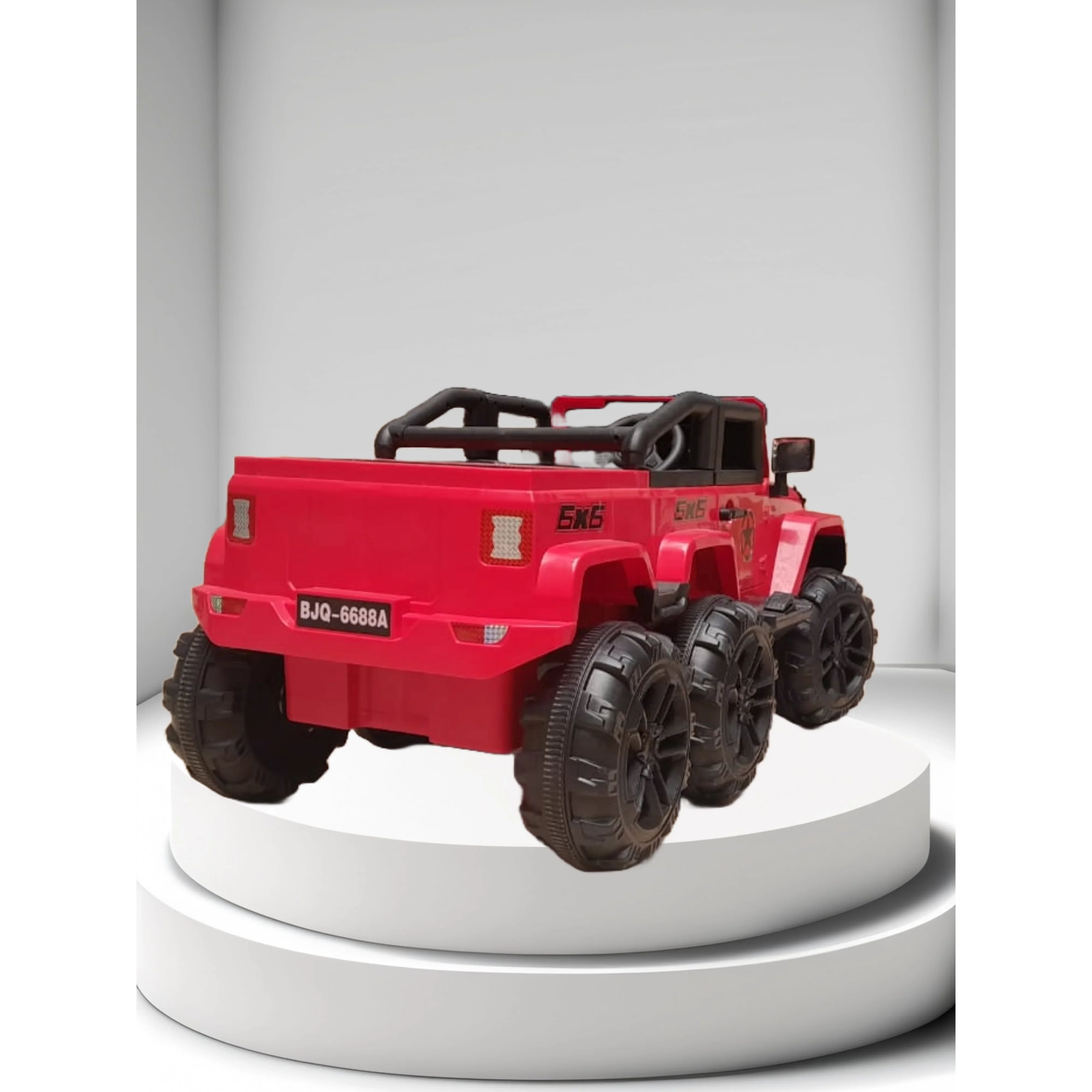 Toyzoona Battery Operated Off-Roading Jeep Ride On Car with 6 Wheels 6688A Black Age- 12 Months & Above