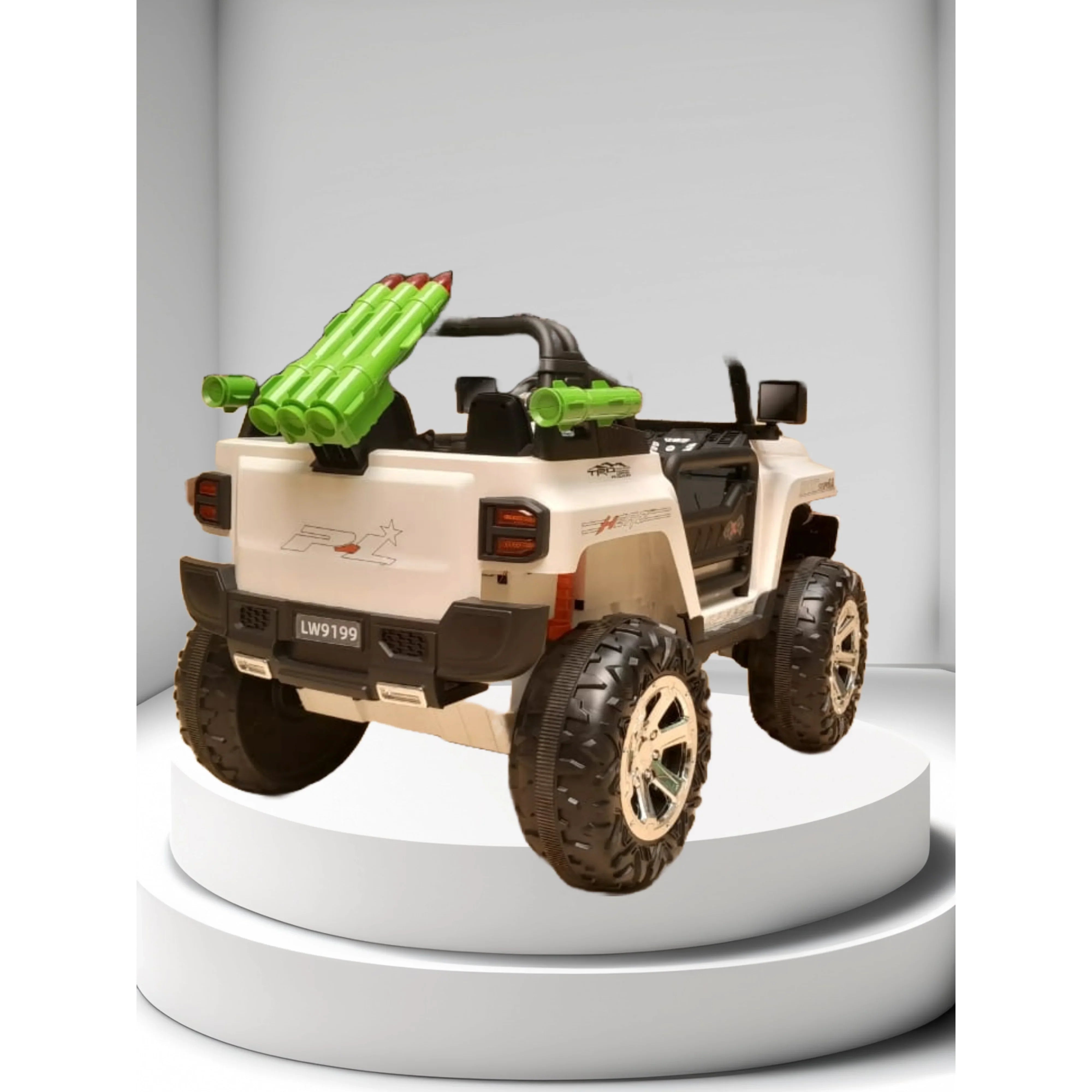 Toyzoona Battery Operate Jeep Ride On Car with Play Missile Cream/Black 9199 B Age- 12 Months & Above