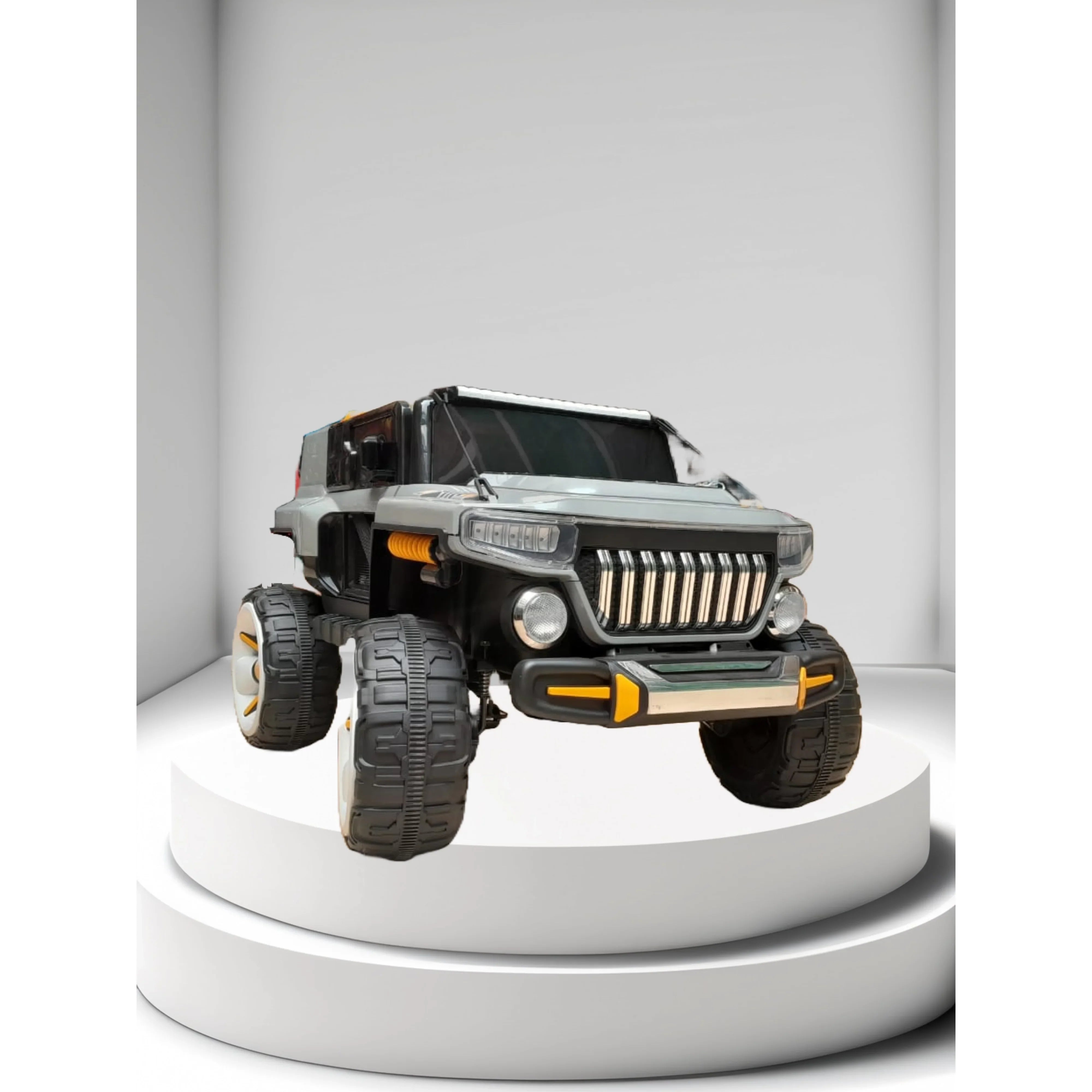 Toyzoona Heavy Duty Polaris Jeep 2-Seater Ride On With Big Grill Wheels 5388 Grey Age- 12 Months & Above