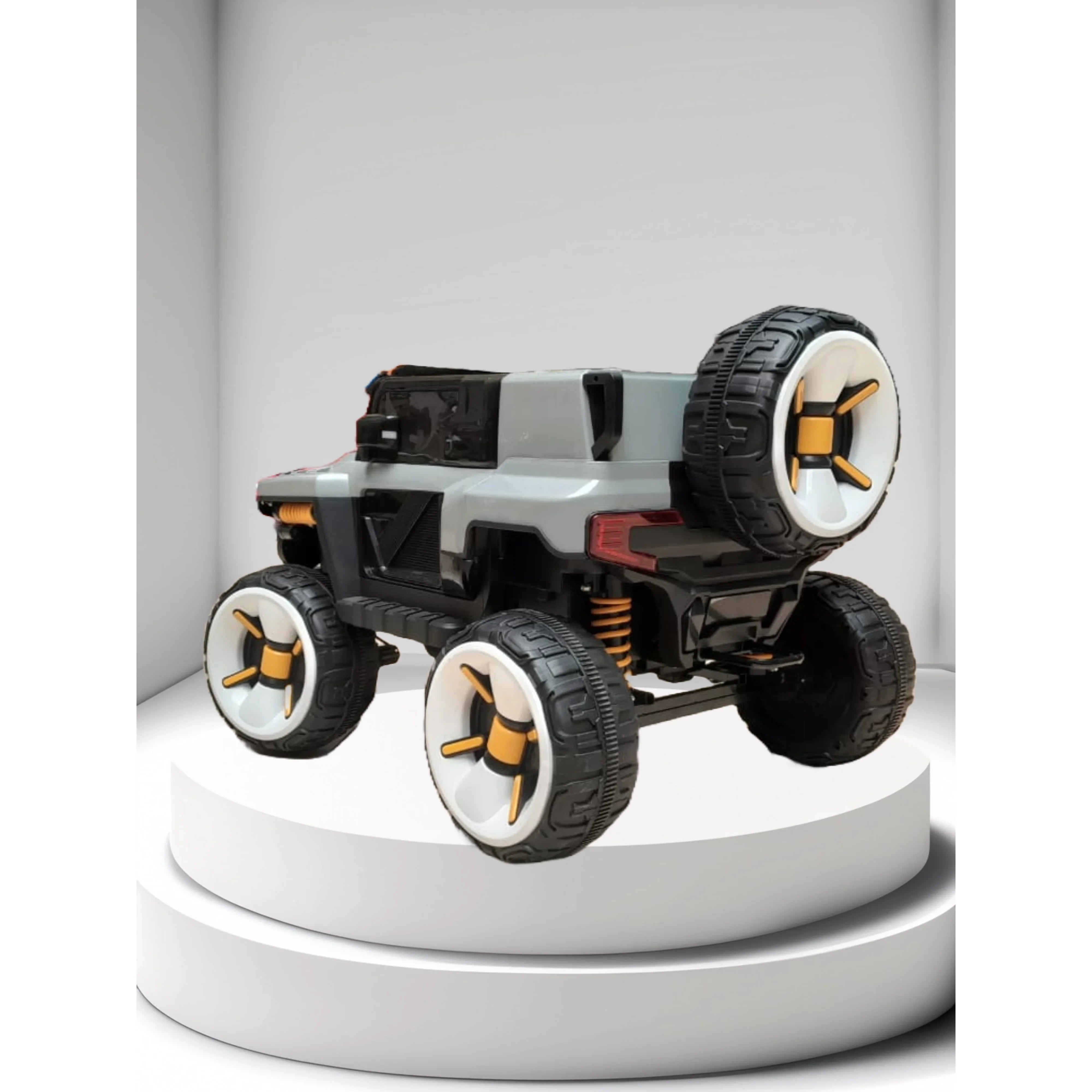 Toyzoona Heavy Duty Polaris Jeep 2-Seater Ride On With Big Grill Wheels 5388 Grey Age- 12 Months & Above