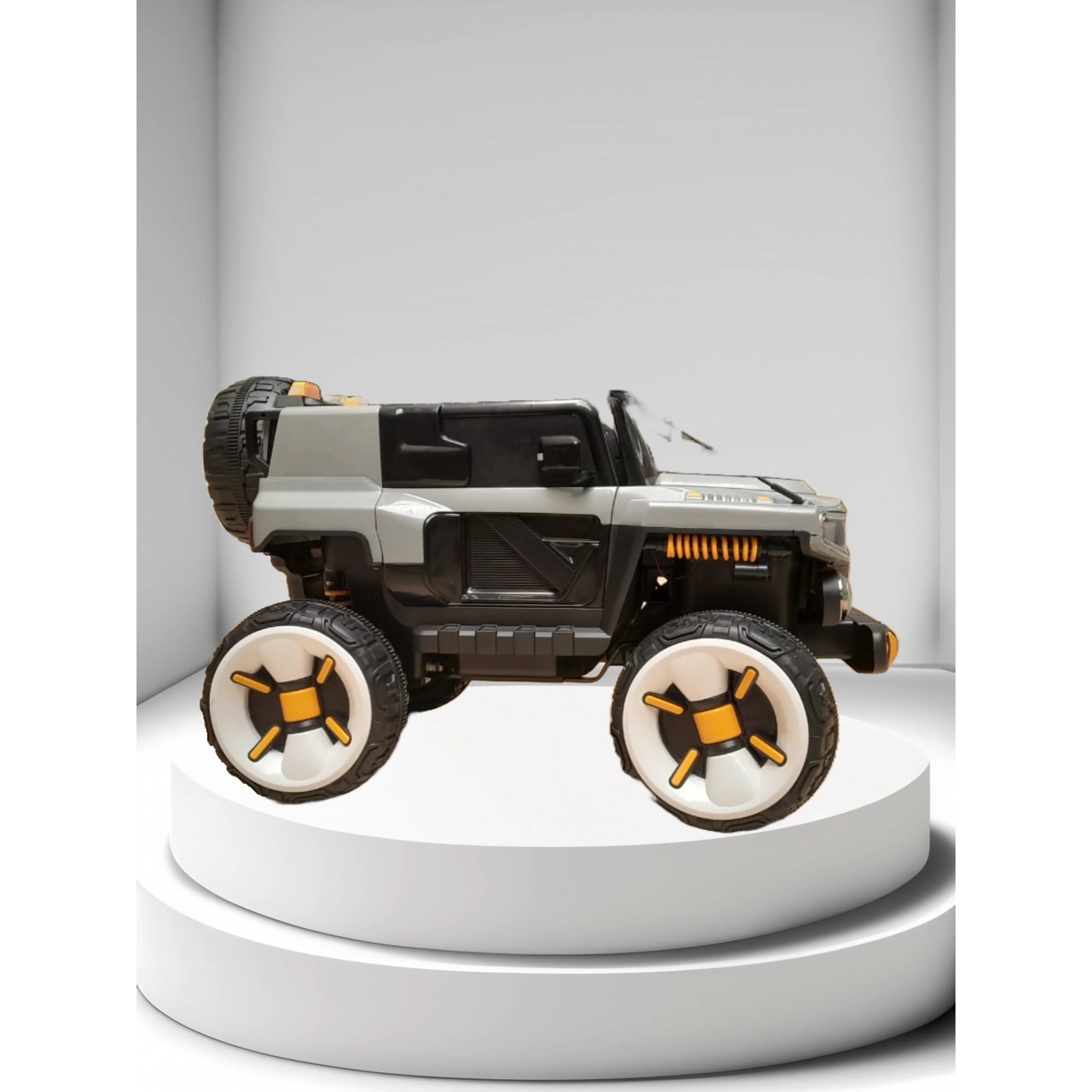 Toyzoona Heavy Duty Polaris Jeep 2-Seater Ride On With Big Grill Wheels 5388 Grey Age- 12 Months & Above
