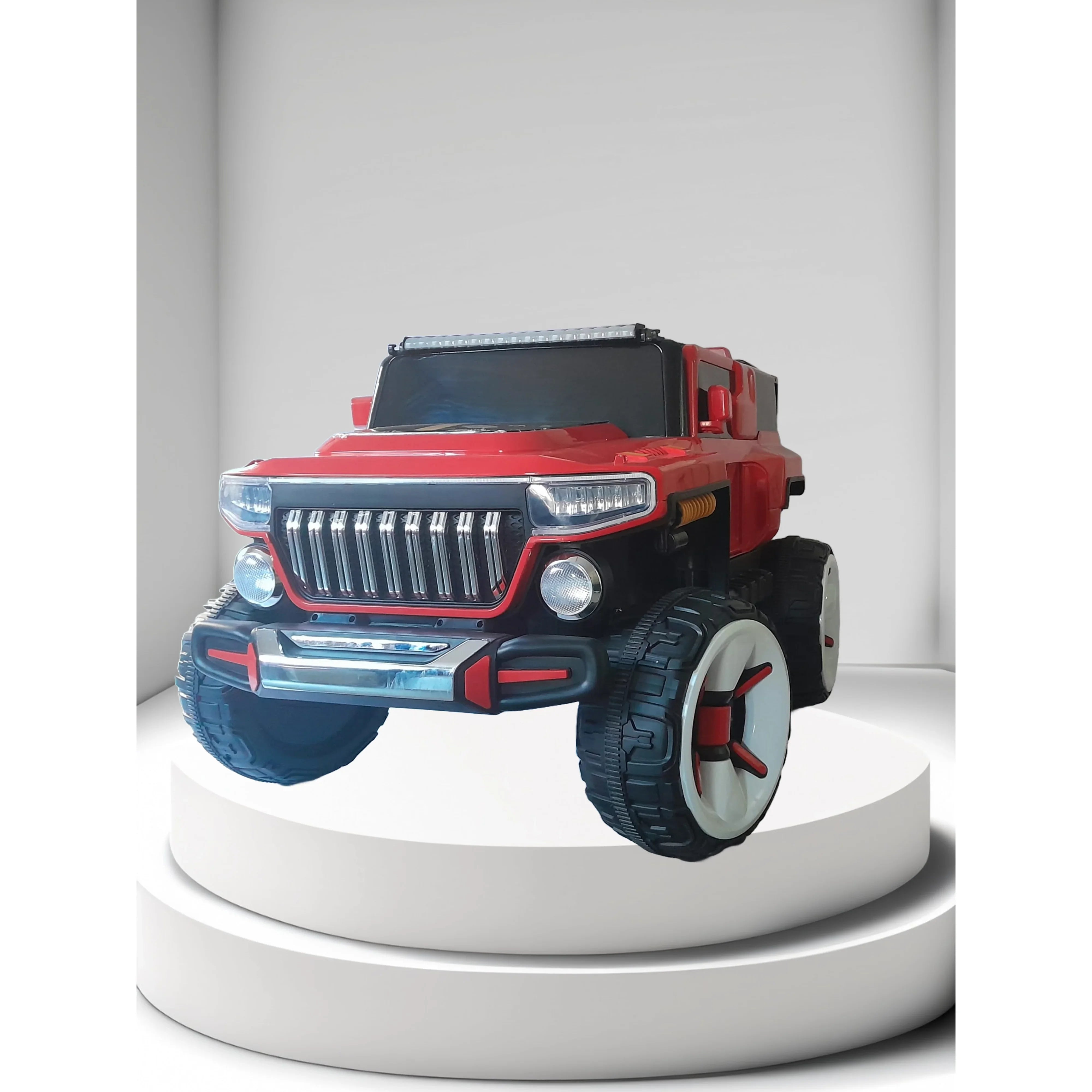 Toyzoona Heavy Duty Polaris Jeep 2-Seater Ride On With Big Grill Wheels 5388 Red Age- 12 Months & Above