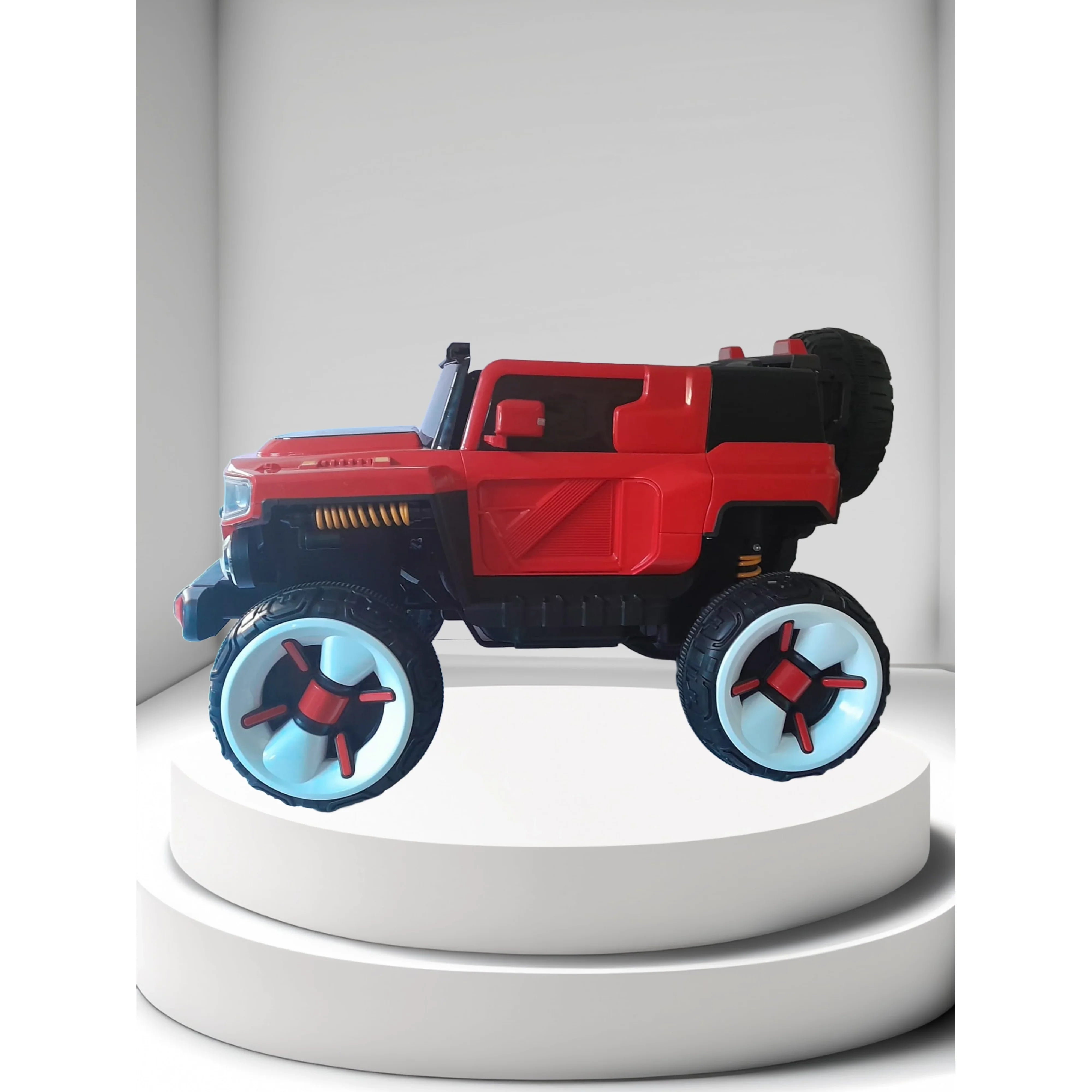 Toyzoona Heavy Duty Polaris Jeep 2-Seater Ride On With Big Grill Wheels 5388 Red Age- 12 Months & Above