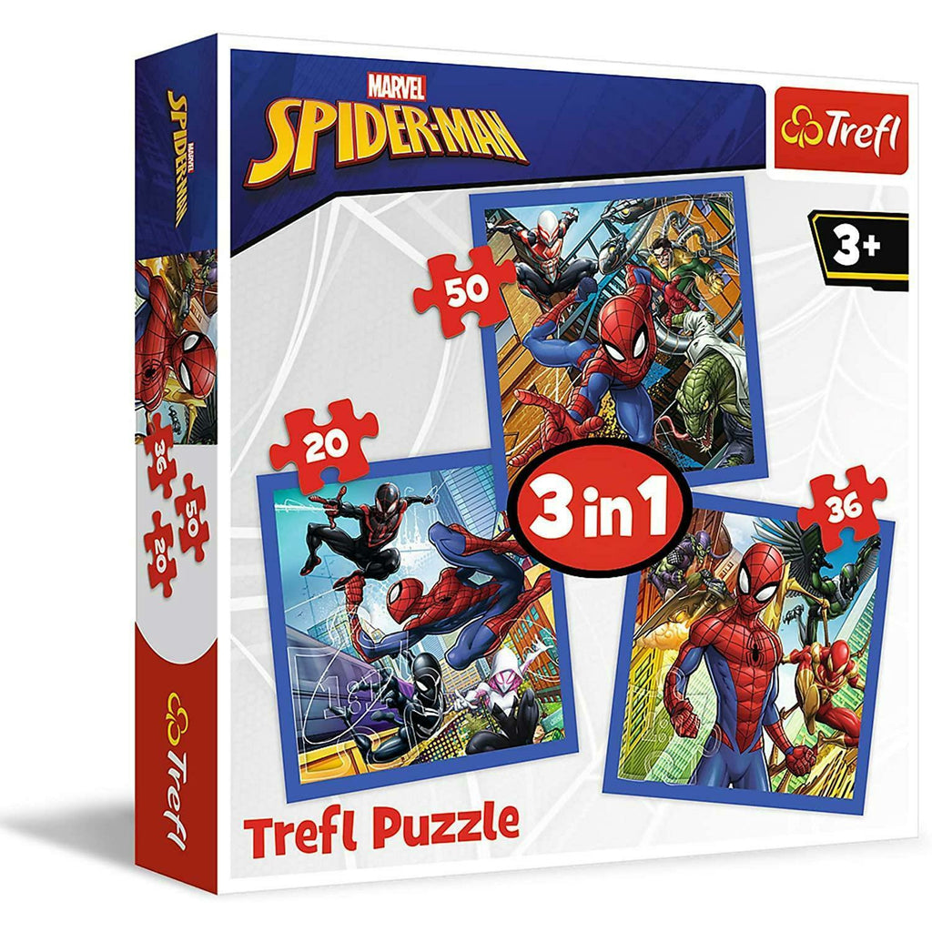 Trefl Puzzle 3 in 1 Marvel Spiderman Spider force (20,36,50 Pieces) Multicolor Age- 3 Years and Above