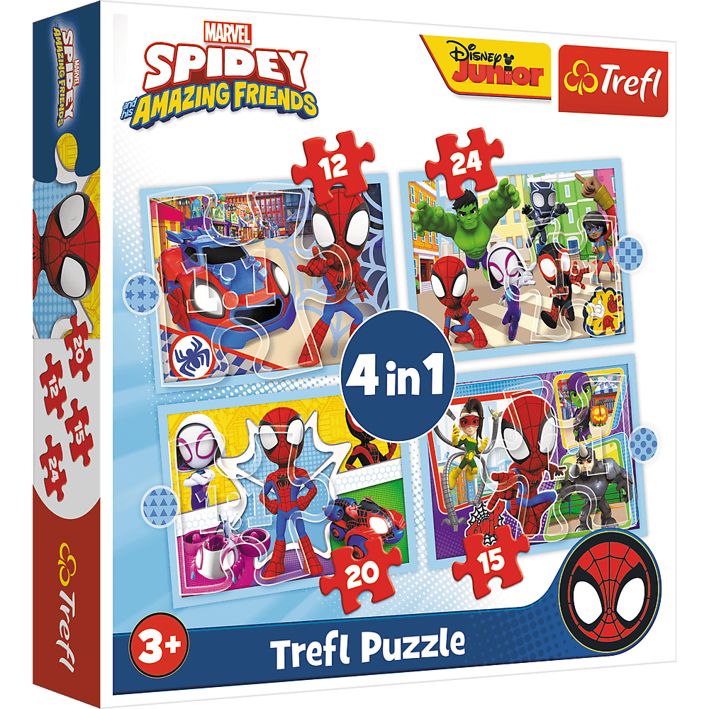 Trefl Puzzle 4 in 1 Marvel Spidey and his Amazing Friends (12,15,20,24 Pieces) Multicolor Age- 3 Years and Above
