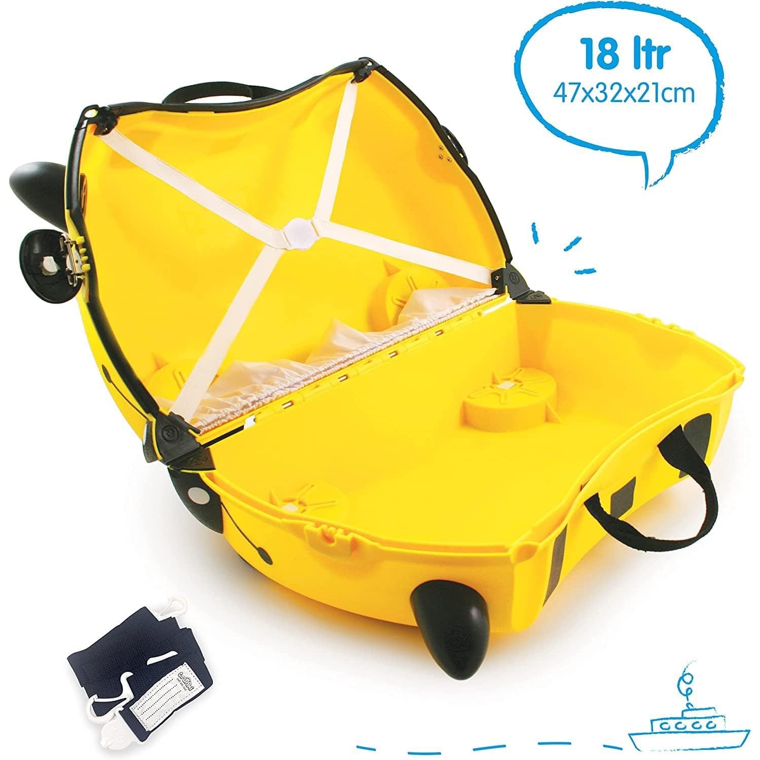 Trunki Bernard Bumble Bee 18 Litres Ride On Suitcase Hand
