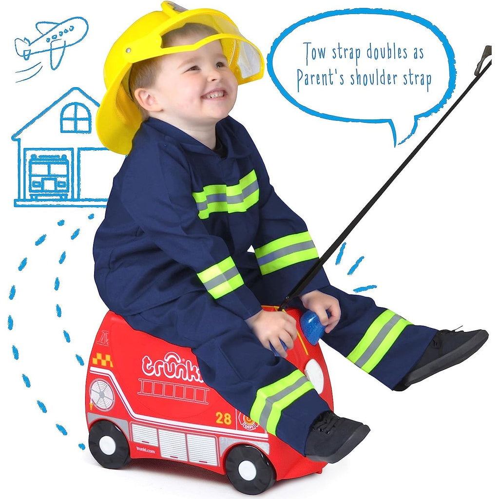 Trunki Fire Engine Frank 18 Litres Ride On Suitcase & Hand Luggage Red Age  3 Years & Above