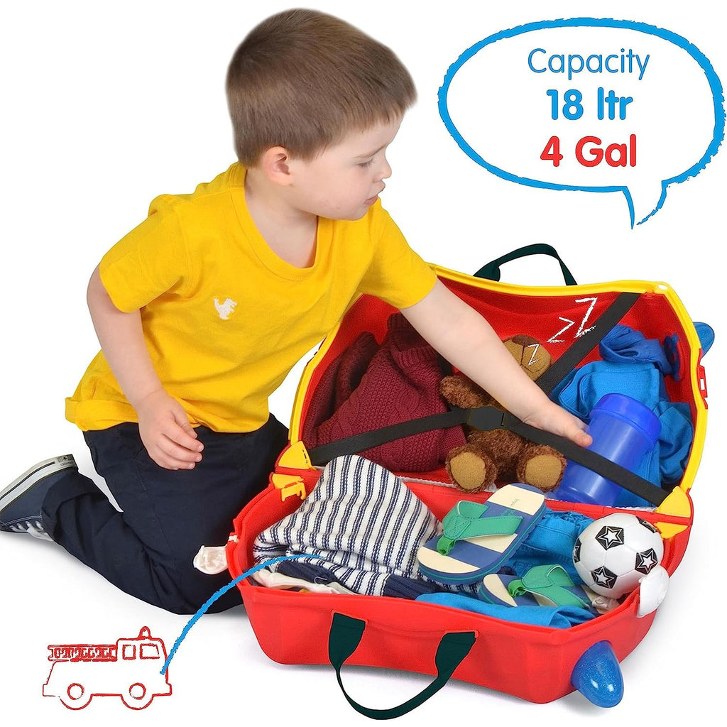 Trunki Fire Engine Frank 18 Litres Ride On Suitcase & Hand Luggage Red Age  3 Years & Above