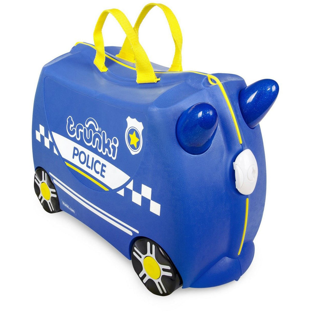 Trunki Percy Police Car Ride-On Suitcase & Hand Luggage Blue Age- 3 Years & Above