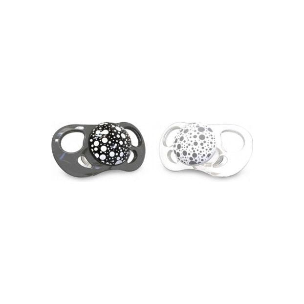 Twistshake Baby Silicone Orthodontic Pacifiers Pack of 2 Black/White Age- Newborn to 6 Months
