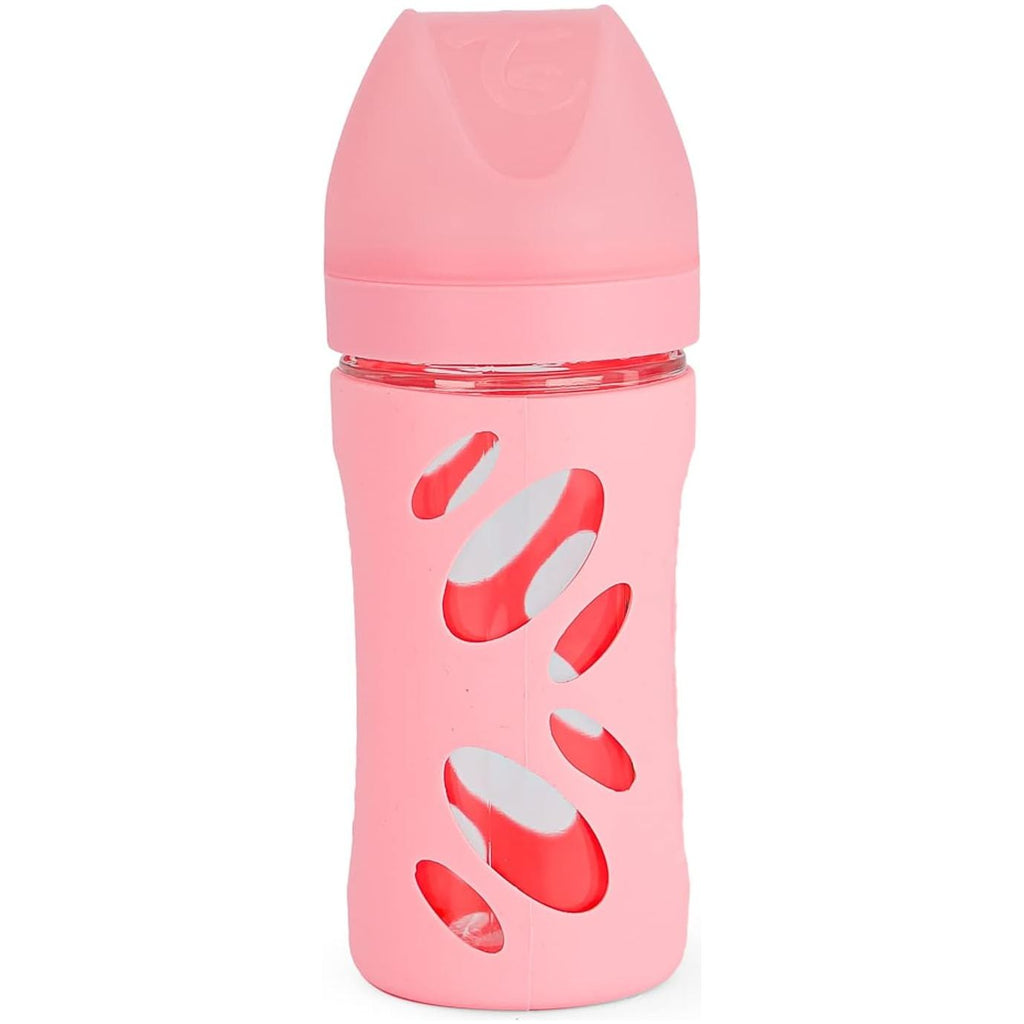 Twistshake Anti-Colic Glass Feeding Bottle 260ml Pastel Pink Age- Newborn & Above
