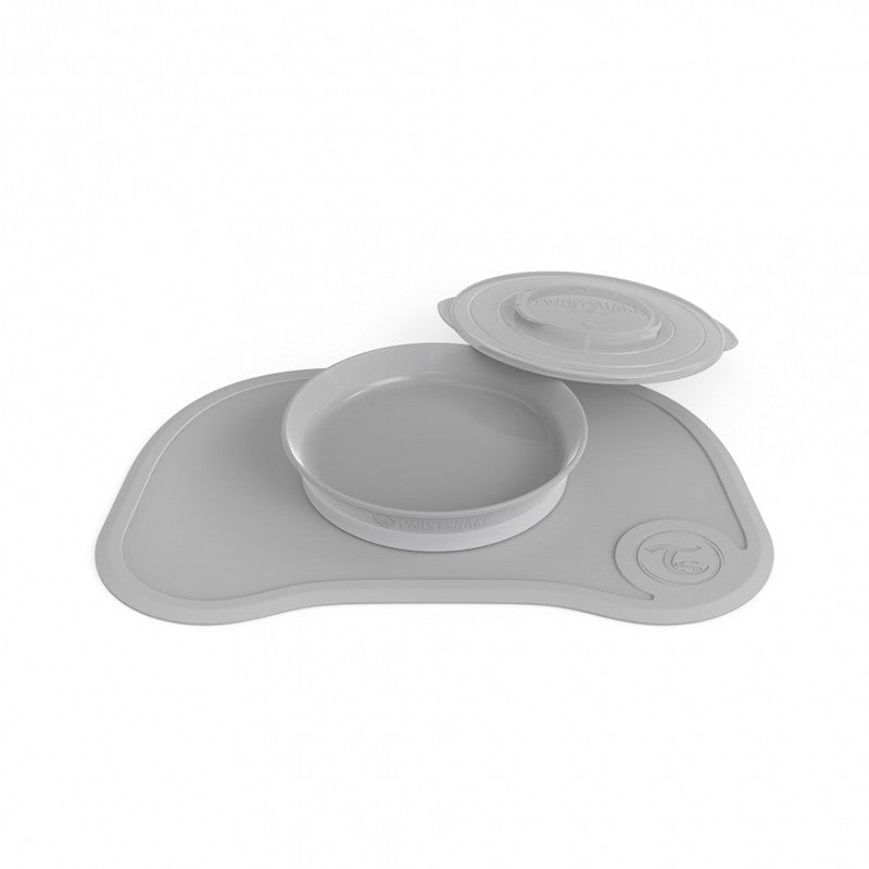 Twistshake Click-Mat Mini + Feeding Plate Grey Age- 6 Months & Above