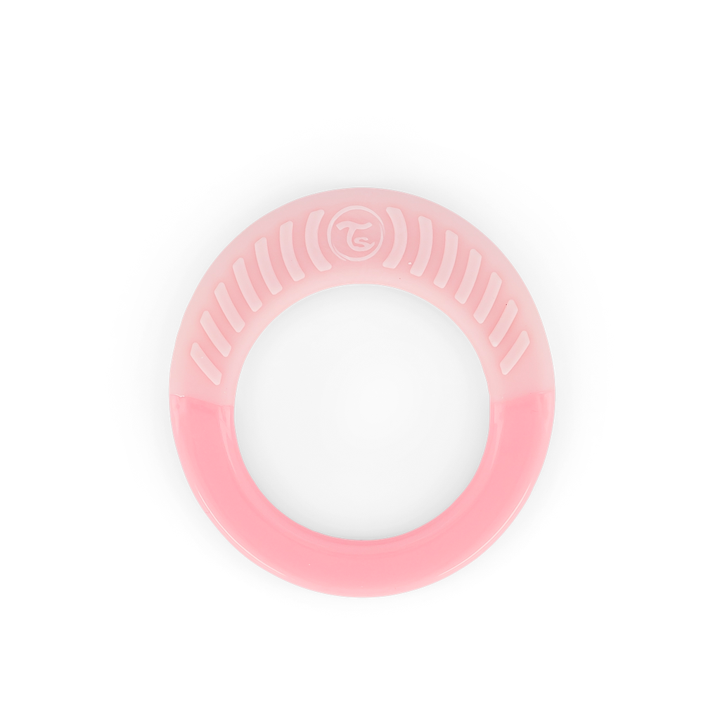 Twistshake Teething Ring with Relief Pastel Pink Age- 1 Month & ABove