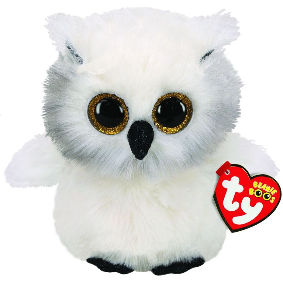 Ty Beanie Boos Owl Austin 6-Inch Regular Plush Toy White Age- Newborn & Above
