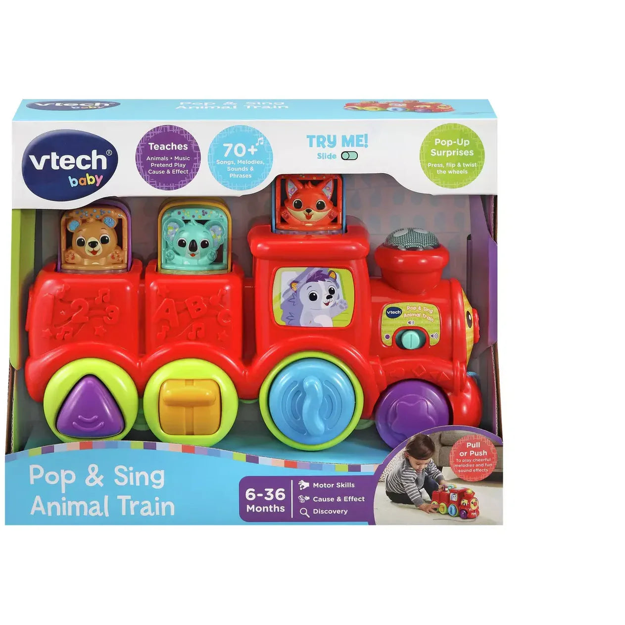 Vtech Train Livery Vtech Pop & Sing Animal Train Multicolor Age- 18 Months & Above - Peekaboo