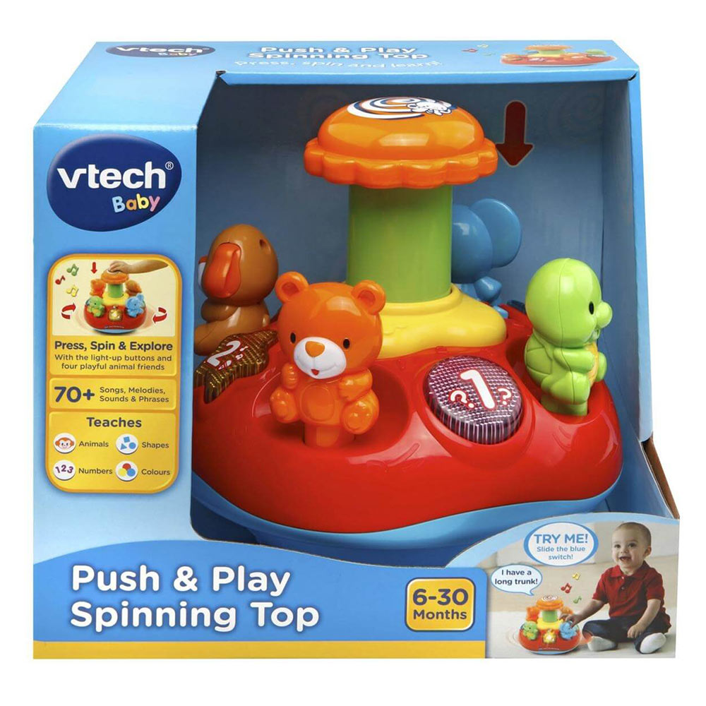 Vtech Push & Play Spinning Top Orange/Red Age-3 Months to 36 Months