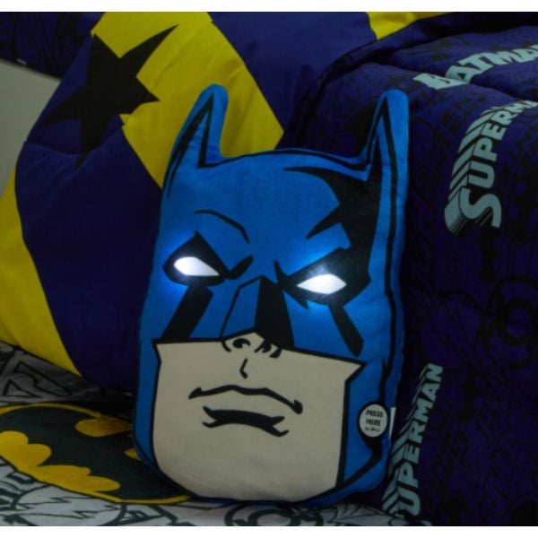 Warner Bros. Justice League Shaped Cushion With Light Up Eyes - Batman Kids