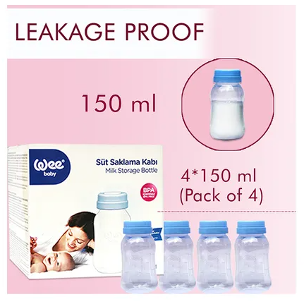 Wee Baby Milk Storage Bottle 150ml 4 Pack
