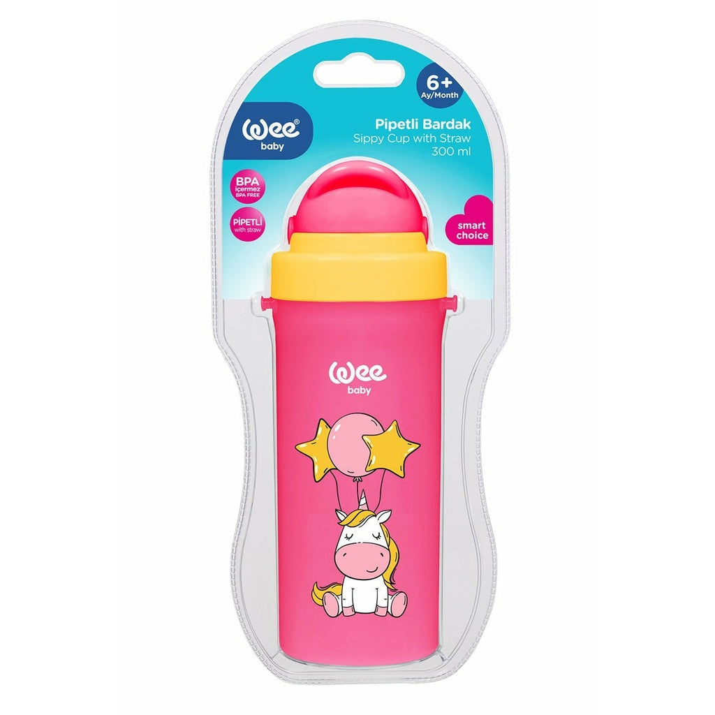 Wee Baby Sippy Cup With Straw 300ml Pink