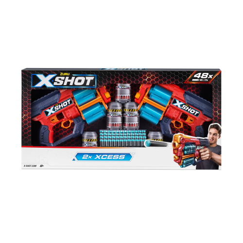 Zuru X-Shot Excel Double Xcess Blaster Combo Pack (48 Darts, 5 Cans) Age- 5 Years & Above